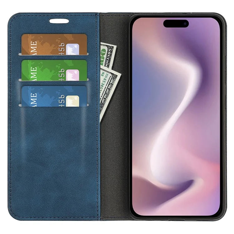 For iPhone 16 Pro Case PU Leather Wallet Folio Flip Phone Cover