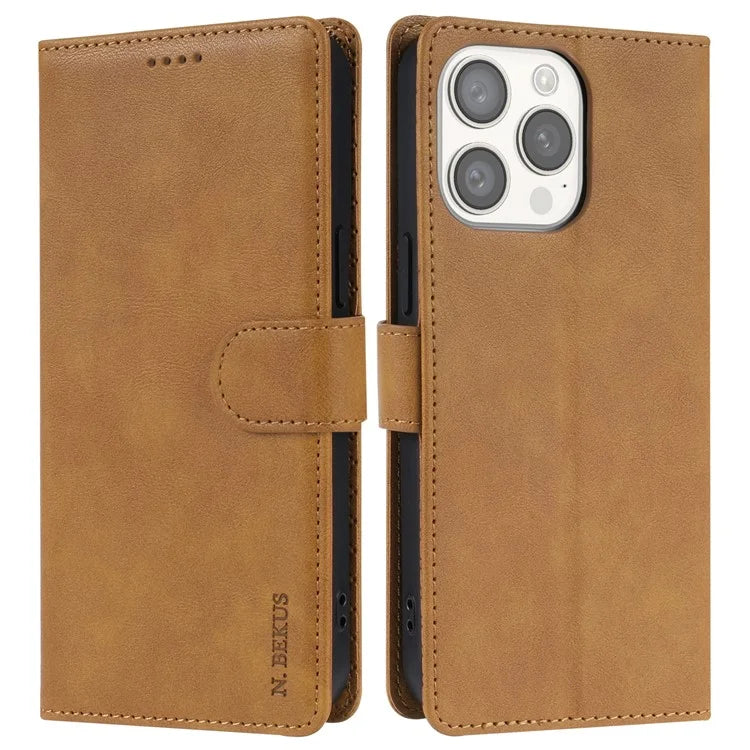 N.BEKUS CSJ-001 For iPhone 13 Pro Max Case Solid Color Leather Wallet Phone Cover Wholesale Distributors