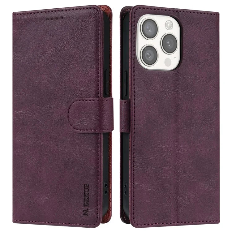 N.BEKUS CSJ-001 For iPhone 13 Pro Max Case Solid Color Leather Wallet Phone Cover Wholesale Distributors