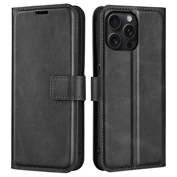 For iPhone 16 Pro Case Magnetic Clasp Calf Texture Flip Leather Phone Cover