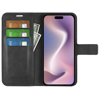 For iPhone 16 Pro Case Magnetic Clasp Calf Texture Flip Leather Phone Cover