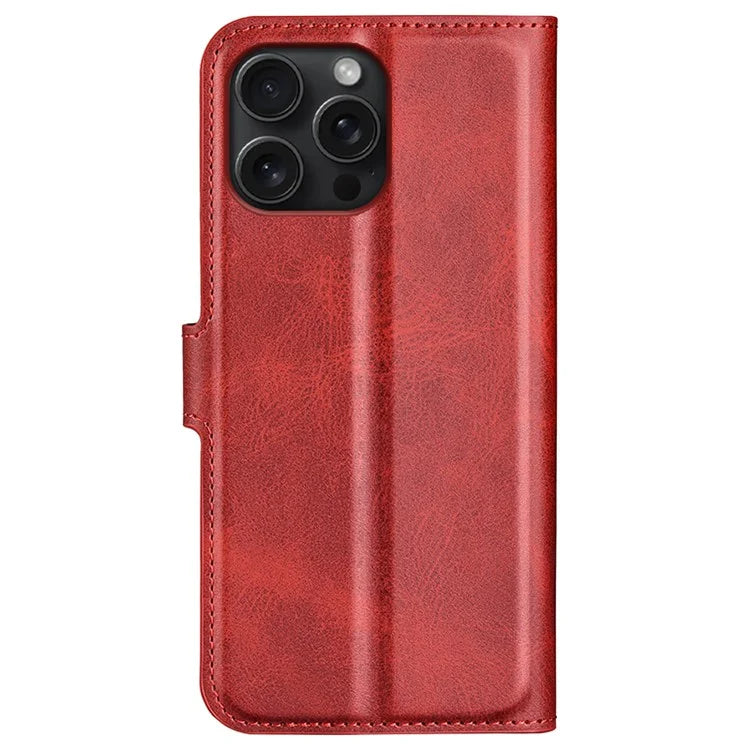 For iPhone 16 Pro Case Magnetic Clasp Calf Texture Flip Leather Phone Cover