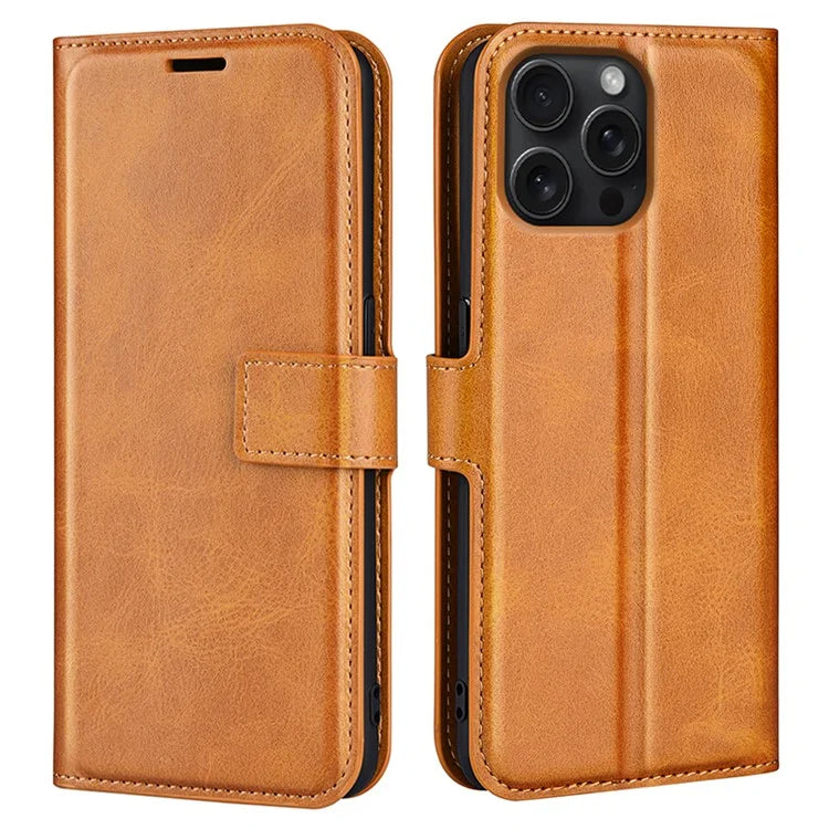 For iPhone 16 Pro Case Magnetic Clasp Calf Texture Flip Leather Phone Cover