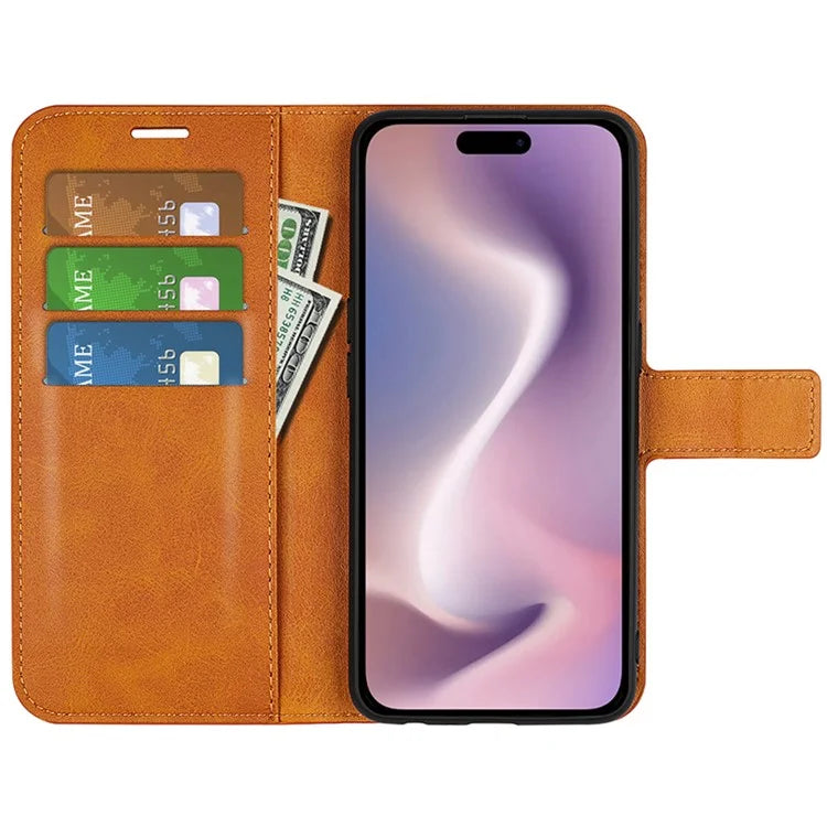For iPhone 16 Pro Case Magnetic Clasp Calf Texture Flip Leather Phone Cover