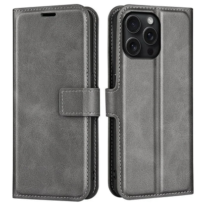 For iPhone 16 Pro Case Magnetic Clasp Calf Texture Flip Leather Phone Cover