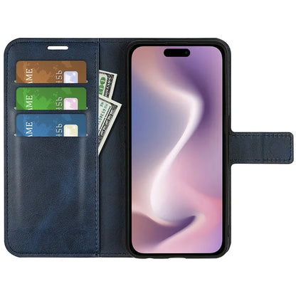 For iPhone 16 Pro Case Magnetic Clasp Calf Texture Flip Leather Phone Cover