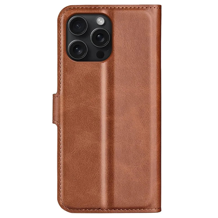 For iPhone 16 Pro Case Magnetic Clasp Calf Texture Flip Leather Phone Cover