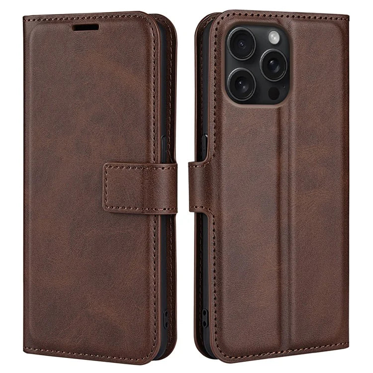 For iPhone 16 Pro Case Magnetic Clasp Calf Texture Flip Leather Phone Cover