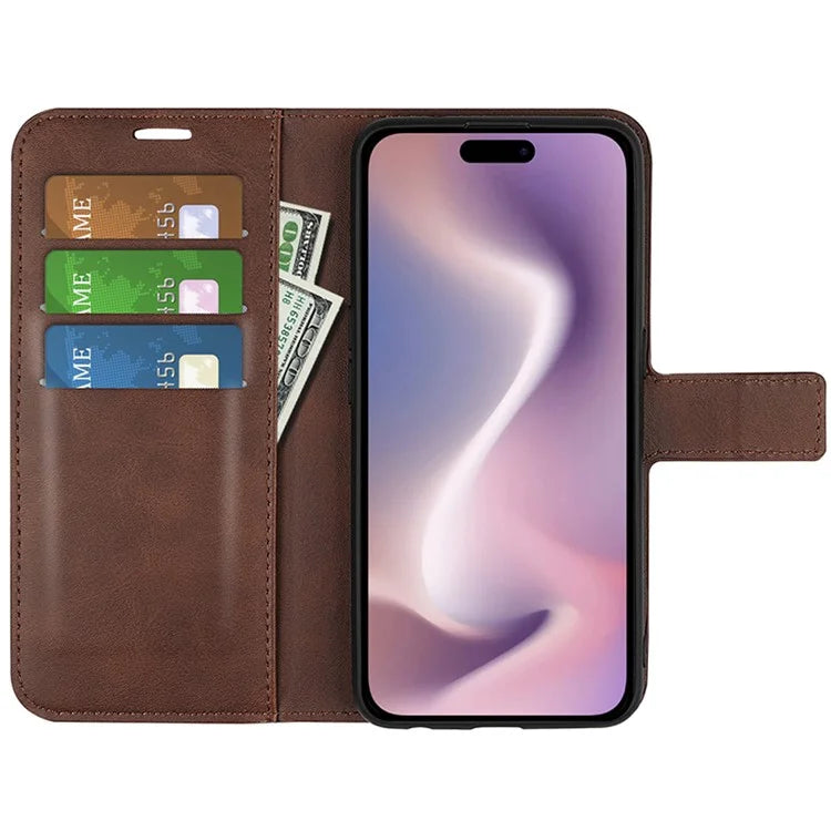 For iPhone 16 Pro Case Magnetic Clasp Calf Texture Flip Leather Phone Cover