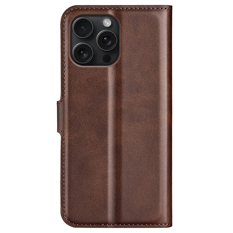 For iPhone 16 Pro Case Magnetic Clasp Calf Texture Flip Leather Phone Cover