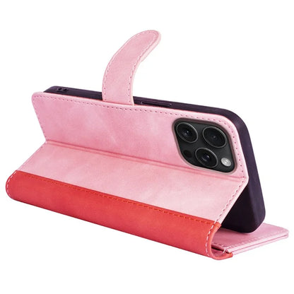 For iPhone 16 Pro Case Splicing Color PU Leather Phone Wallet Cover