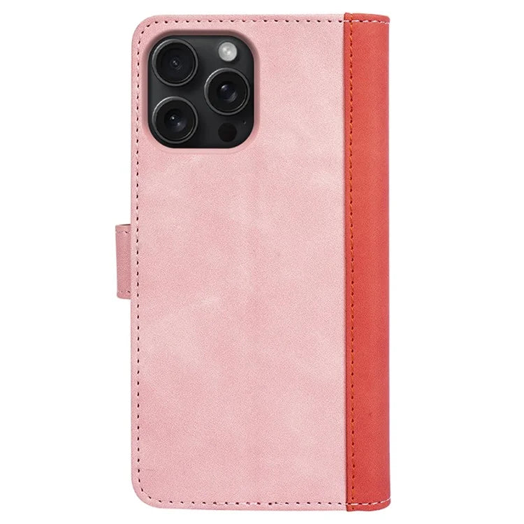 For iPhone 16 Pro Case Splicing Color PU Leather Phone Wallet Cover