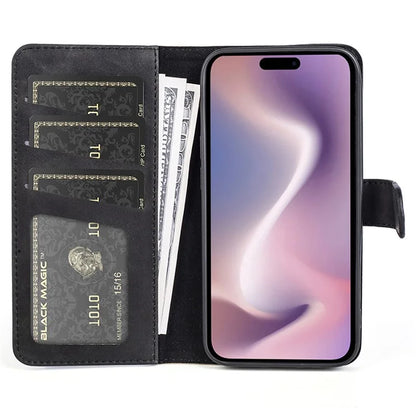 For iPhone 16 Pro Case Splicing Color PU Leather Phone Wallet Cover