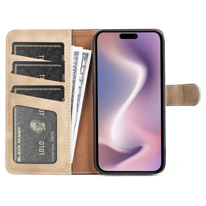 For iPhone 16 Pro Case Splicing Color PU Leather Phone Wallet Cover