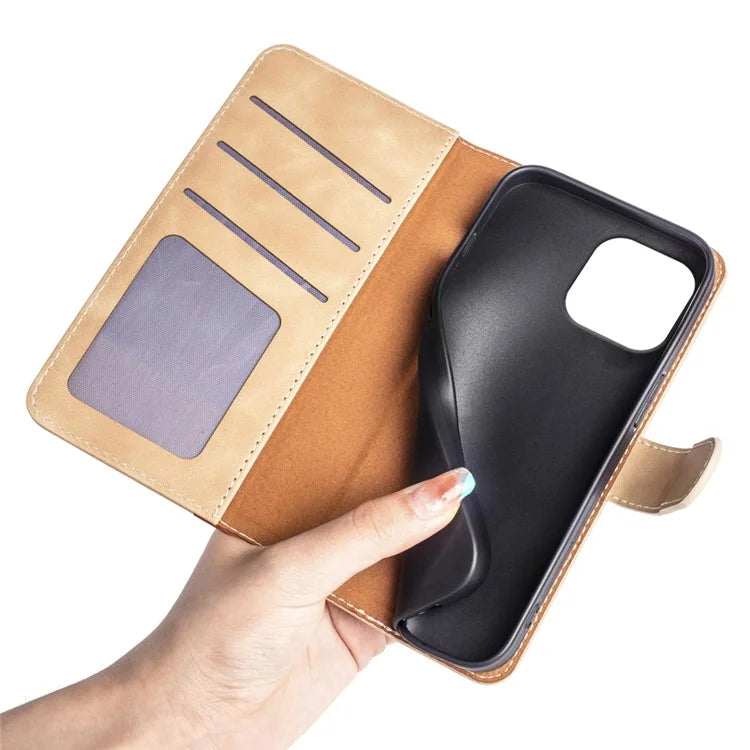 For iPhone 16 Pro Case Splicing Color PU Leather Phone Wallet Cover