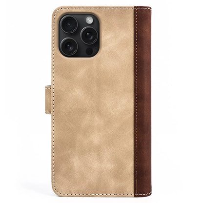 For iPhone 16 Pro Case Splicing Color PU Leather Phone Wallet Cover