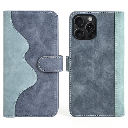 For iPhone 16 Pro Case Splicing Color PU Leather Phone Wallet Cover