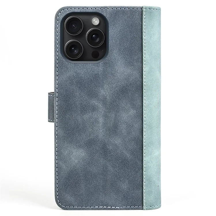 For iPhone 16 Pro Case Splicing Color PU Leather Phone Wallet Cover