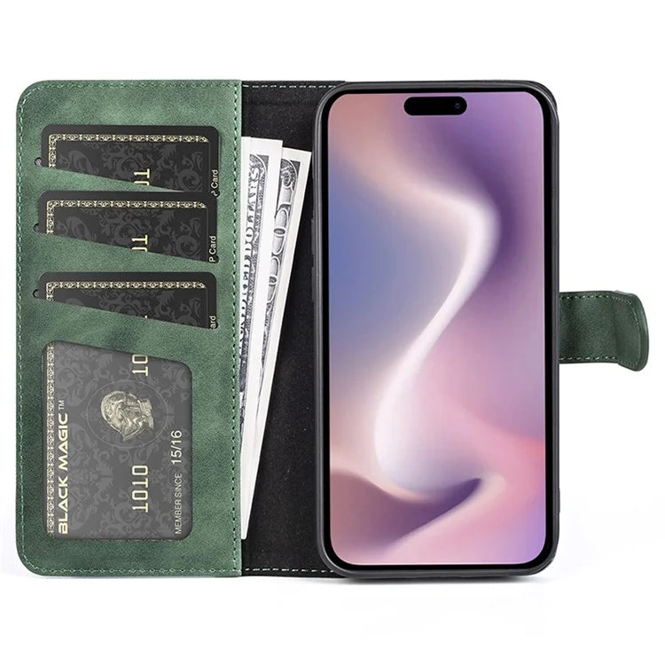 For iPhone 16 Pro Case Splicing Color PU Leather Phone Wallet Cover