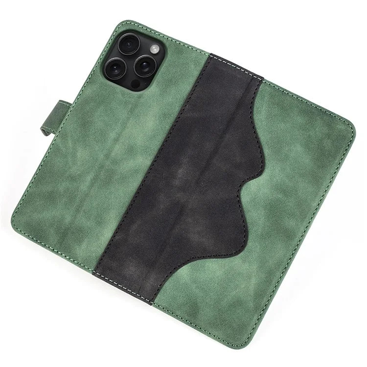 For iPhone 16 Pro Case Splicing Color PU Leather Phone Wallet Cover