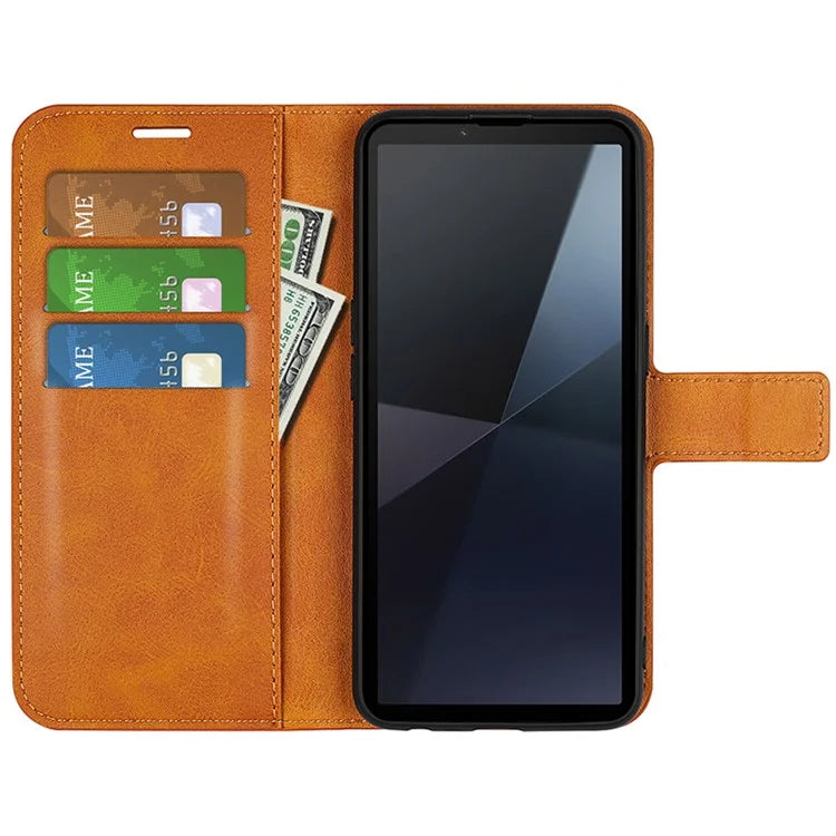 For Sony Xperia 10 VI Case Wallet Calf Texture Leather Phone Cover