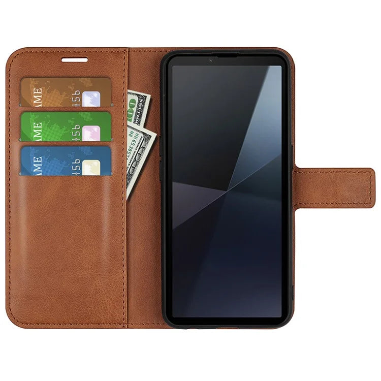 For Sony Xperia 10 VI Case Wallet Calf Texture Leather Phone Cover