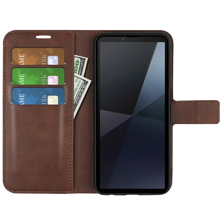 For Sony Xperia 10 VI Case Wallet Calf Texture Leather Phone Cover