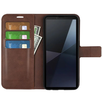 For Sony Xperia 10 VI Case Wallet Calf Texture Leather Phone Cover