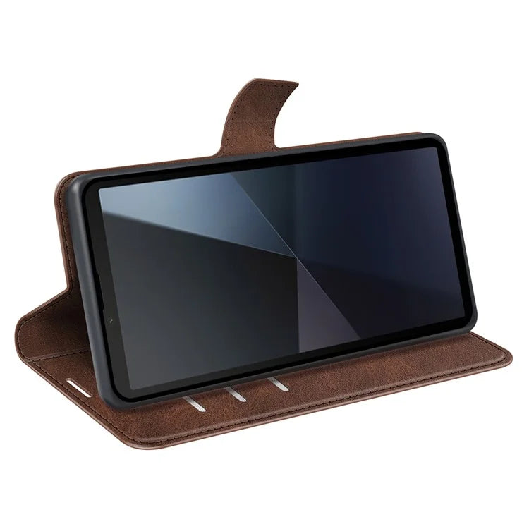 For Sony Xperia 10 VI Case Wallet Calf Texture Leather Phone Cover