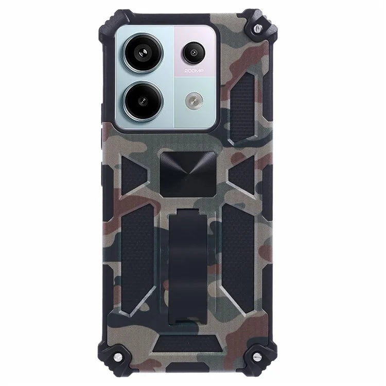 For Xiaomi Redmi Note 13 Pro 5G / Poco X6 5G Case Camouflage PC+TPU Phone Cover with Kickstand