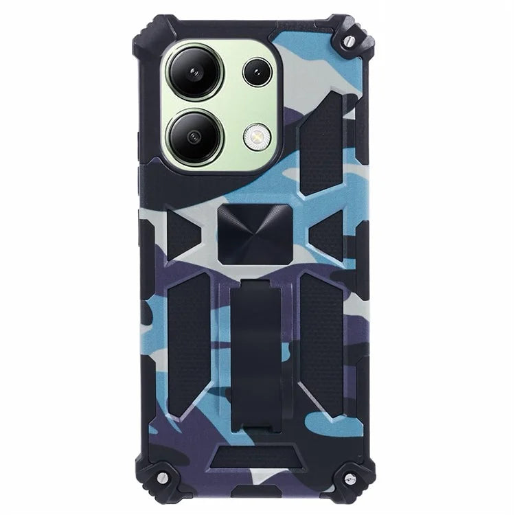 For Xiaomi Redmi Note 13 4G Case Kickstand PC+TPU Phone Cover Camouflage Design