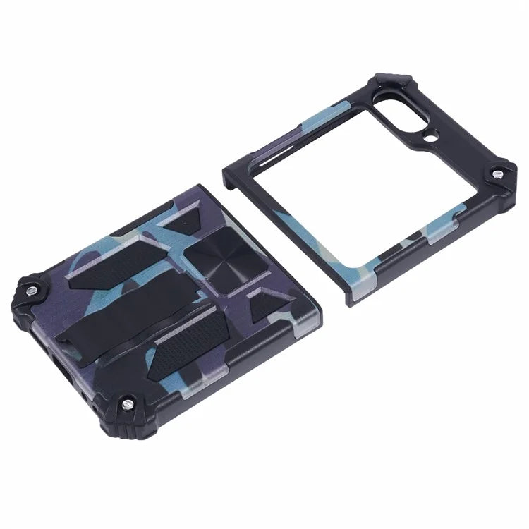 For Samsung Galaxy Z Flip6 5G Case Kickstand PC+TPU Camo Protective Cover