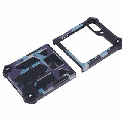 For Samsung Galaxy Z Flip6 5G Case Kickstand PC+TPU Camo Protective Cover