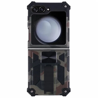 For Samsung Galaxy Z Flip6 5G Case Kickstand PC+TPU Camo Protective Cover