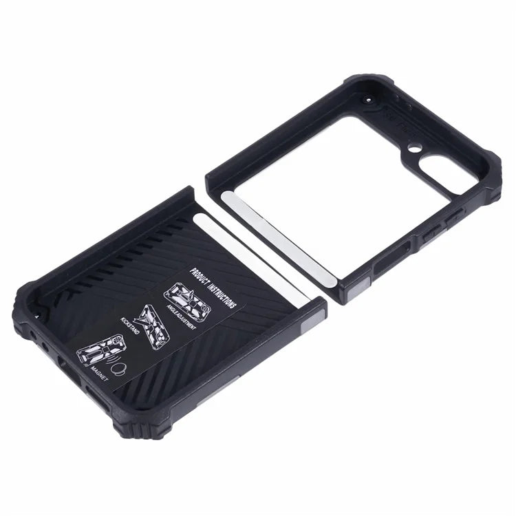 For Samsung Galaxy Z Flip6 5G Case Kickstand PC+TPU Camo Protective Cover