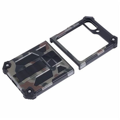 For Samsung Galaxy Z Flip6 5G Case Kickstand PC+TPU Camo Protective Cover