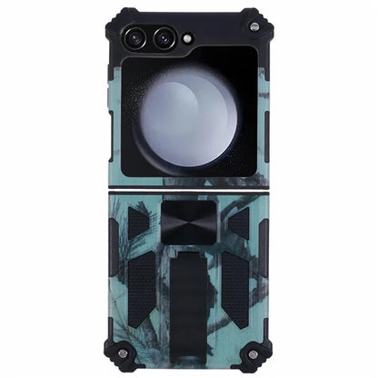 For Samsung Galaxy Z Flip6 5G Case Kickstand PC+TPU Camo Protective Cover