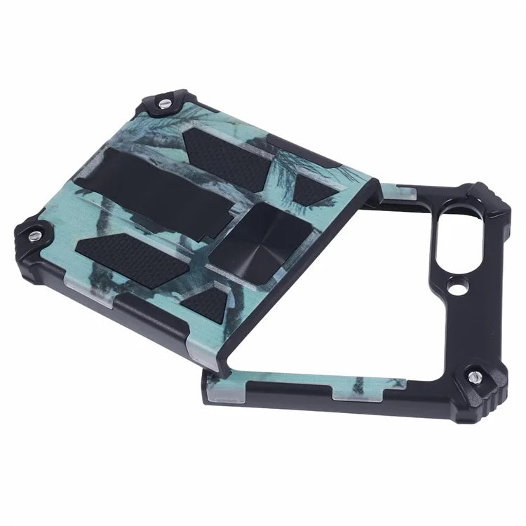 For Samsung Galaxy Z Flip6 5G Case Kickstand PC+TPU Camo Protective Cover