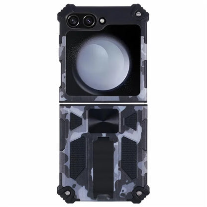 For Samsung Galaxy Z Flip6 5G Case Kickstand PC+TPU Camo Protective Cover