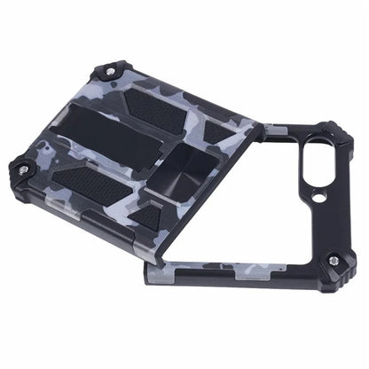 For Samsung Galaxy Z Flip6 5G Case Kickstand PC+TPU Camo Protective Cover