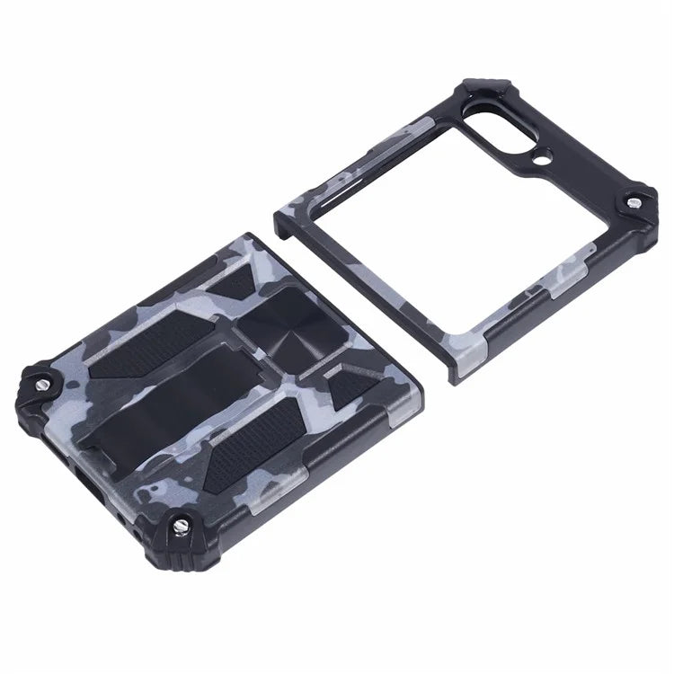 For Samsung Galaxy Z Flip6 5G Case Kickstand PC+TPU Camo Protective Cover