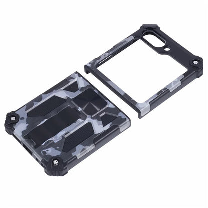 For Samsung Galaxy Z Flip6 5G Case Kickstand PC+TPU Camo Protective Cover