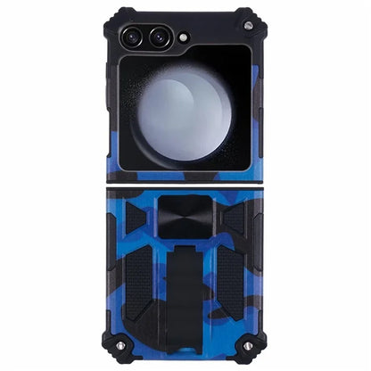 For Samsung Galaxy Z Flip6 5G Case Kickstand PC+TPU Camo Protective Cover
