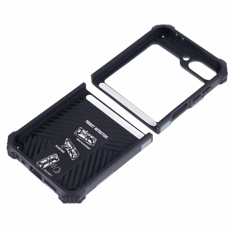 For Samsung Galaxy Z Flip6 5G Case Kickstand PC+TPU Camo Protective Cover