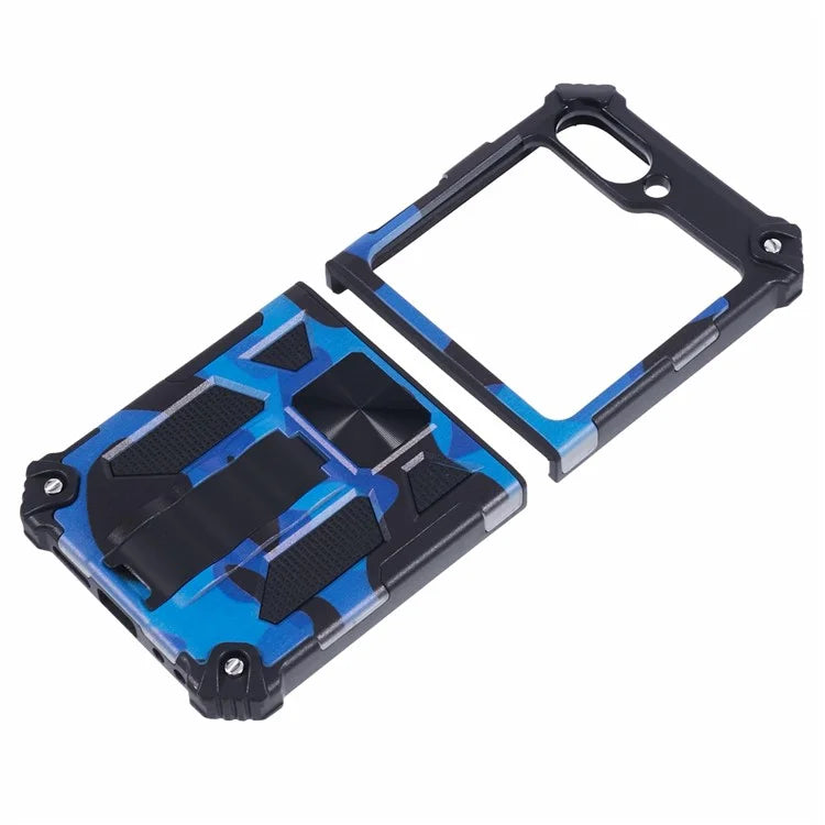 For Samsung Galaxy Z Flip6 5G Case Kickstand PC+TPU Camo Protective Cover