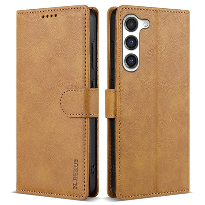 N.BEKUS CSJ-001 For Samsung Galaxy S23 Case Solid Color Leather Stand View Cover