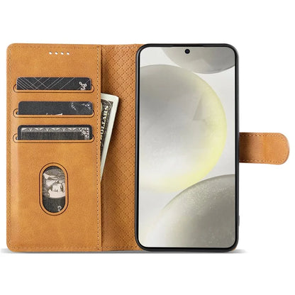 N.BEKUS CSJ-001 For Samsung Galaxy S23 Case Solid Color Leather Stand View Cover