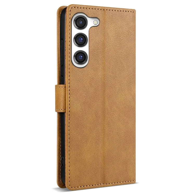 N.BEKUS CSJ-001 For Samsung Galaxy S23 Case Solid Color Leather Stand View Cover