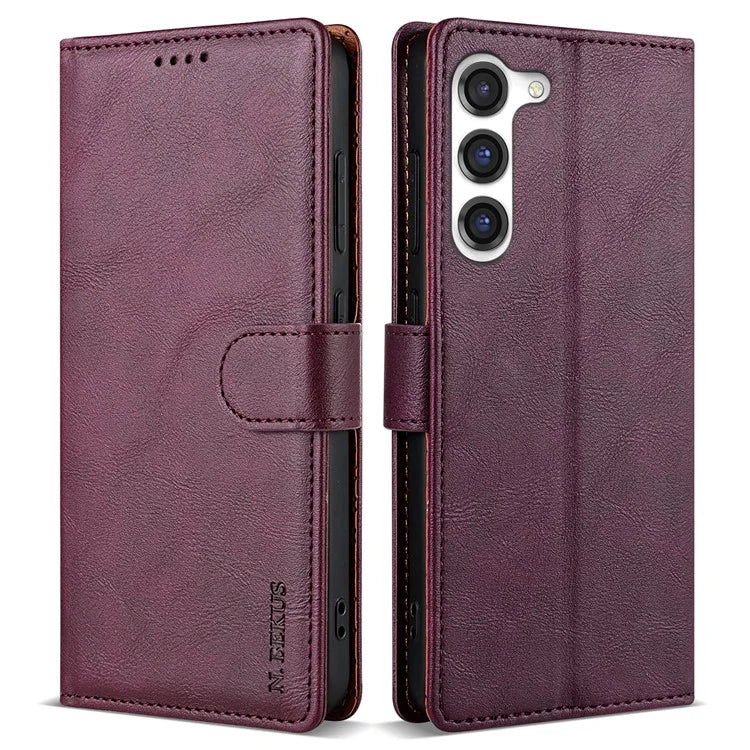 N.BEKUS CSJ-001 For Samsung Galaxy S23 Case Solid Color Leather Stand View Cover