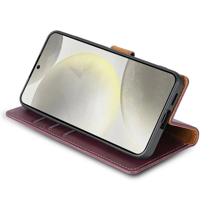 N.BEKUS CSJ-001 For Samsung Galaxy S23 Case Solid Color Leather Stand View Cover
